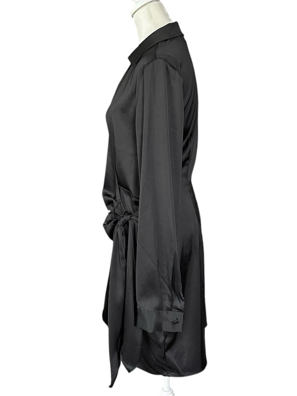 House of Harlow 1960 Satin Wrap Long Sleeve Mini Dress Black Size Small - Picture 5 of 15